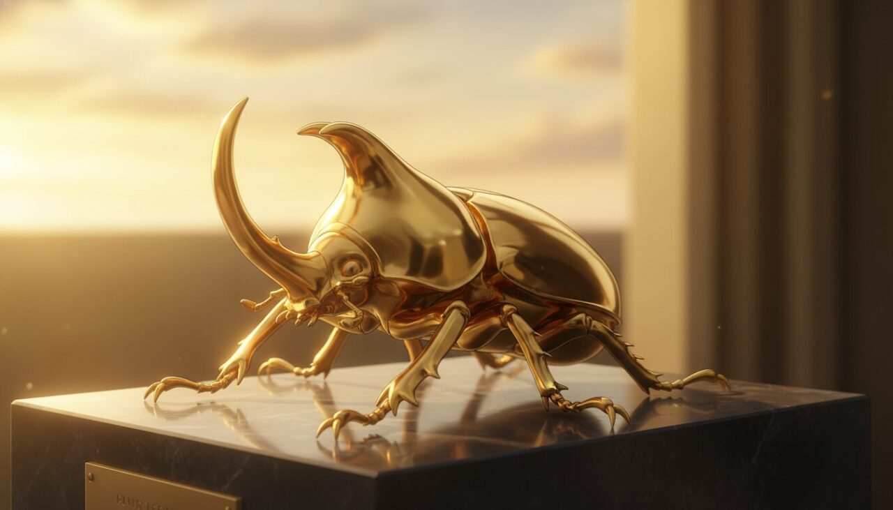 【ふるさと納税】1420万円の寄附で手に入れる！純金(K24)製 黄金のカブトムシ